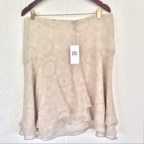 NWT CALVIN KLEIN PINK SILK RUFFLED TIERED SKIRT SIZE 12 - Picture 2 of 8